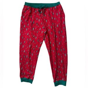 Lands' End Mens L 36-38 Pajama Pants PJs Joggers Flannel Christmas Tree